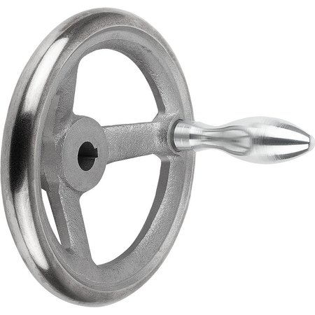 KIPP Handwheel DIN950, D1=315 Reamed W Slot D2=26H7, B3=8, T=29, 3, Cast Iron, Comp:Steel, Machine Handle K0671.3315X26